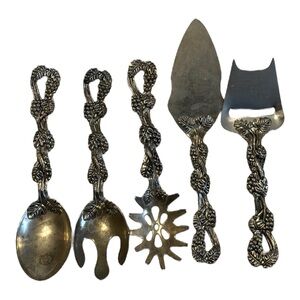 Godinger Silver Art Co. LTD. Serve Ware Set with Grape Vine Handles 5 Piece Set